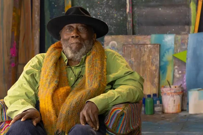 Thumbnail image for press titled At 92, British artist Frank Bowling is still trying to make the best painting ever
