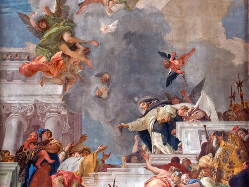 E0J1DW Venice -  Ceiling fresco from church Santa Maria del Rosario (Chiesa dei Gesuati) by Giovanni Battista Tiepolo