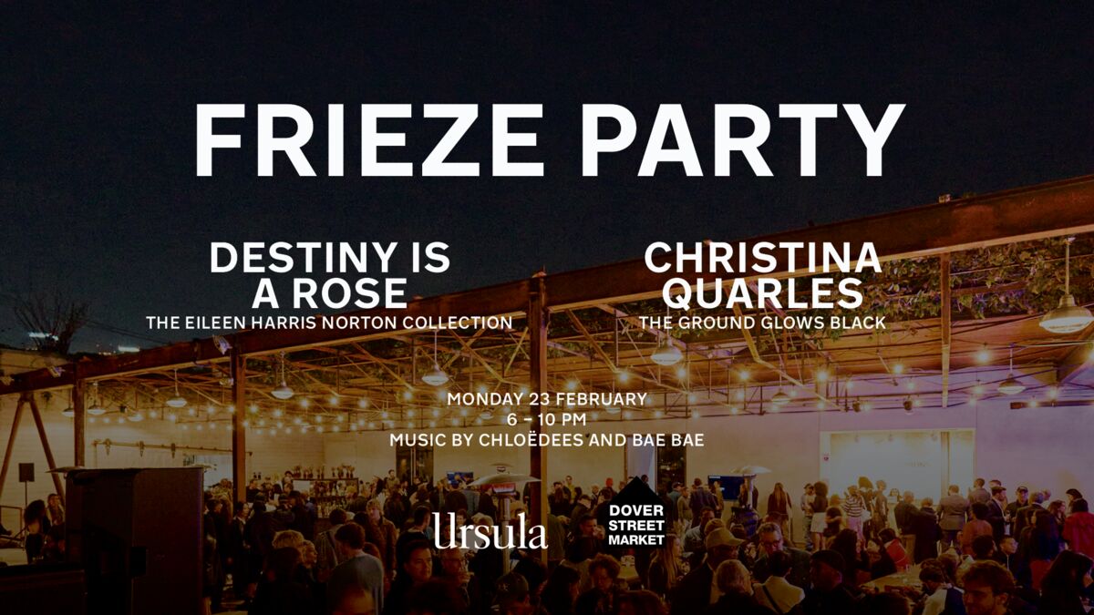 Hero image for event titled Frieze Party: ‘Destiny Is a Rose: The Eileen Harris Norton Collection’ and ‘Christina Quarles. The Ground Glows Black’