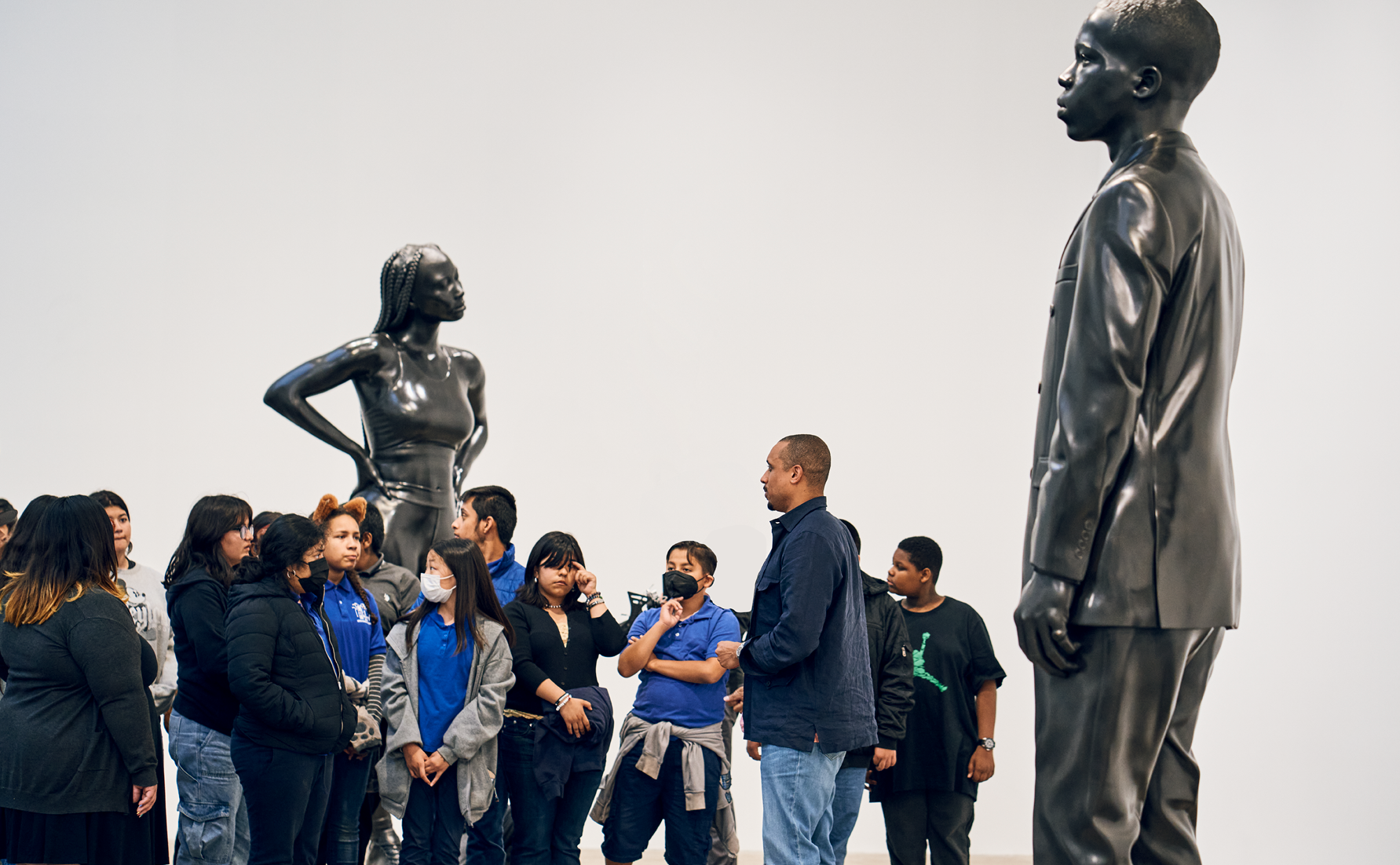 Thomas J Price with students from Brete Harte Preparatory and Luther Burban at Hauser & Wirth Downtown Los Angeles