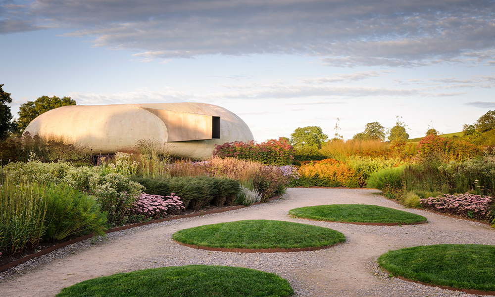 Radić Pavilion in Piet Oudolf Field, Durslade Farm, Bruton, Somerset. Photo: Jason Ingram