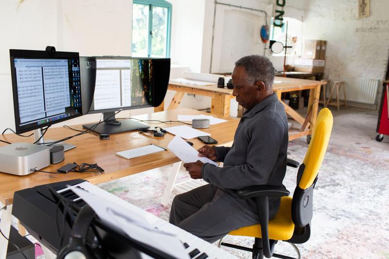 Charles Gaines during his residency at Hauser & Wirth Somerset, 2025. Courtesy the artist and Hauser & Wirth. Photo: Clare Walsh