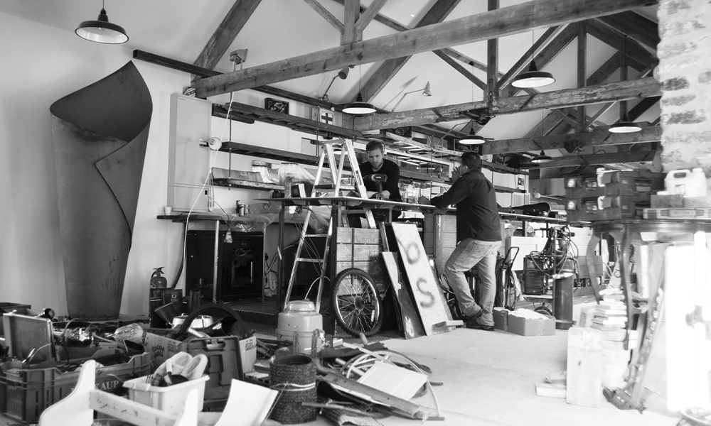 Oddur and Einar Roth installing the Roth Bar & Grill, Hauser & Wirth Somerset, 2014. Photo: Bjarni Grímsson