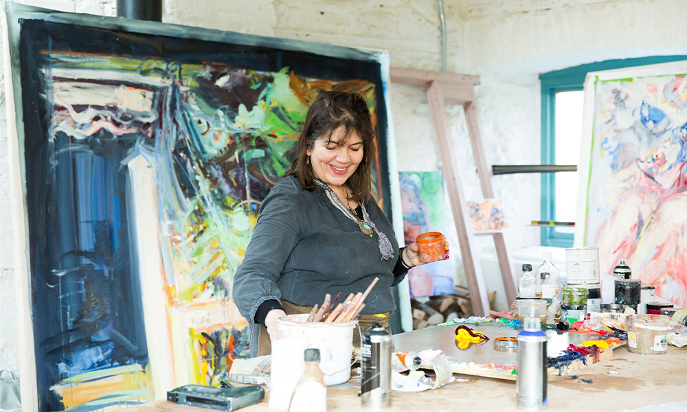 Catherine Goodman at the Maltings Studio during her 2018 Residency © Catherine Goodman. Photo: Clare Walsh 