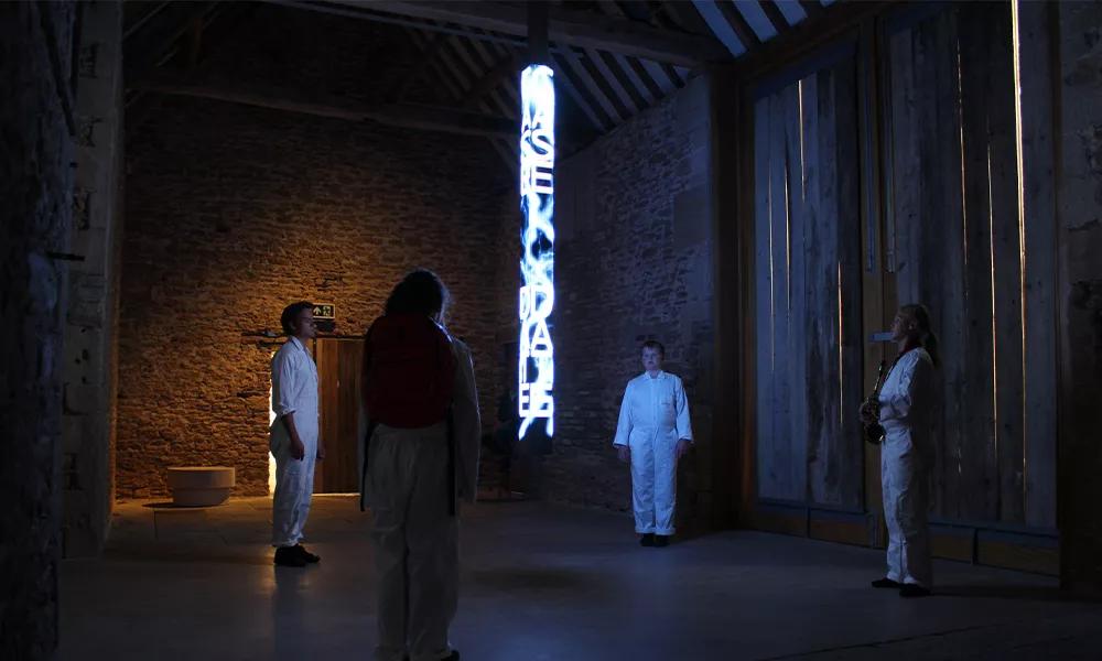 Bristol Old Vic Youth Theatre Summer School performance during the exhibition ‘Jenny Holzer. Softer Targets,’ 2015