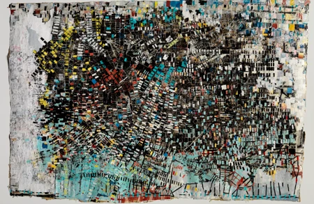 Thumbnail image for press titled Mark Bradford’s art sees all the broken places that led to this moment of protest