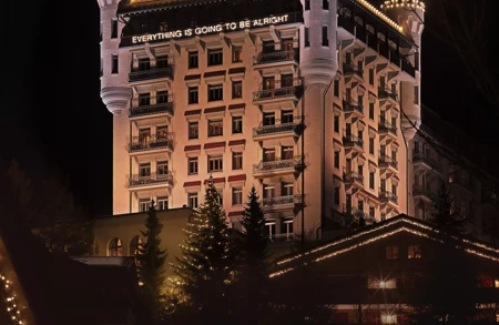 Thumbnail image for news titled Martin Creed neon work unveiled at Gstaad Palace