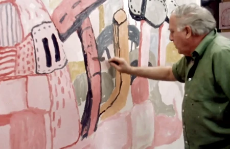 Thumbnail image for news titled Philip Guston in his Woodstock studio, 1980