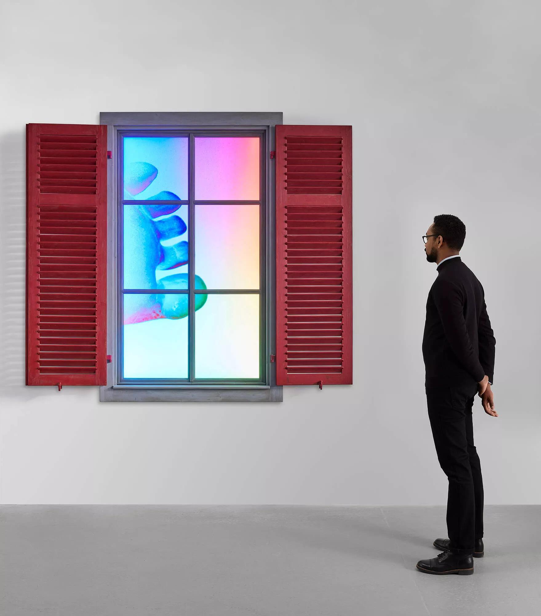 Thumbnail image for exhibition titled Peeping Freedom Shutters for Linda Malnati (Apollomat vertical screen PFS_A)