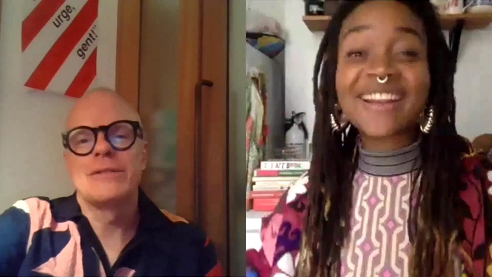Hero image Ursula Hero titled Hans Ulrich Obrist and Kimberly Drew in conversation
