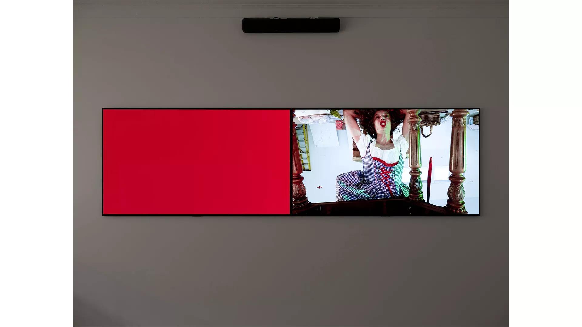 Thumbnail image for exhibition titled A&E, Table Stack, Santa Anita Session, 2 Channel<br>Paul McCarthy, Adolf Adam Lilith Stangenberg, Eva Eve