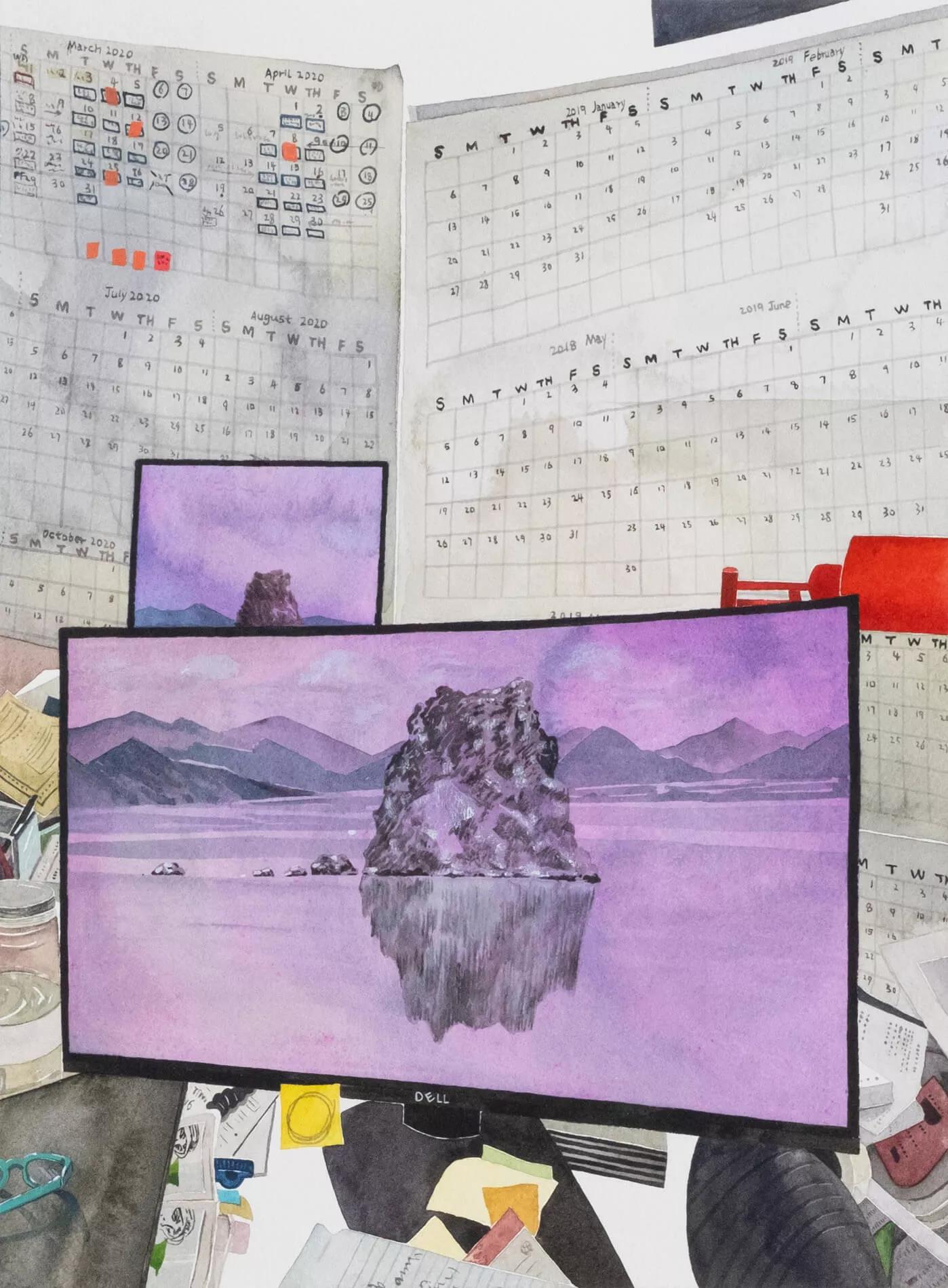 Thumbnail image for exhibition titled The Quiet Landscape View from Claudia’s Desk
