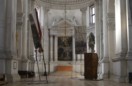 Thumbnail image for press titled Berlinde De Bruyckere’s angels without faces touch down in Venice church