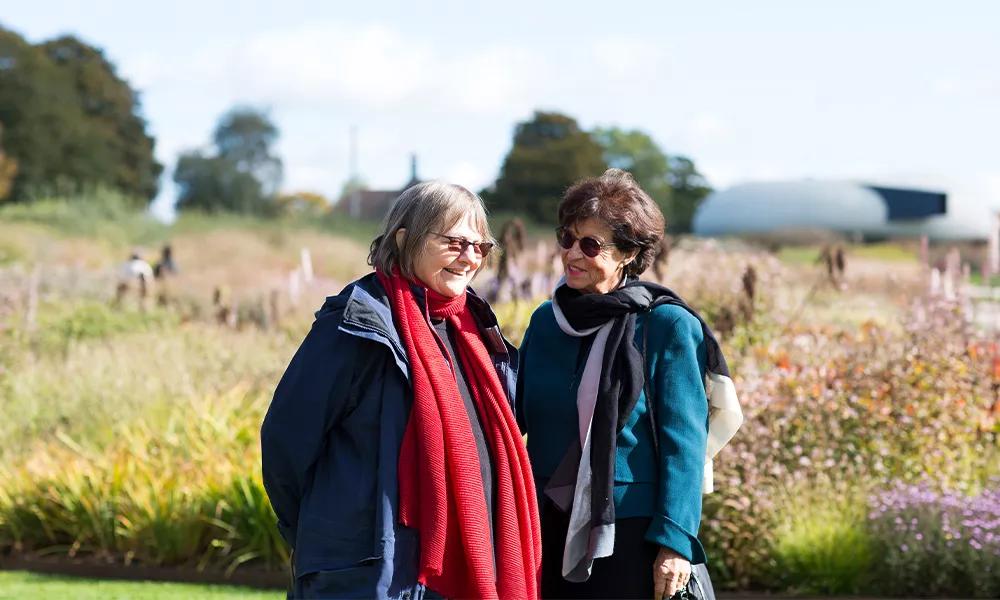 Phyllida Barlow and Ursula Hauser at Hauser & Wirth Somerset, 2021. Photo: Clare Walsh