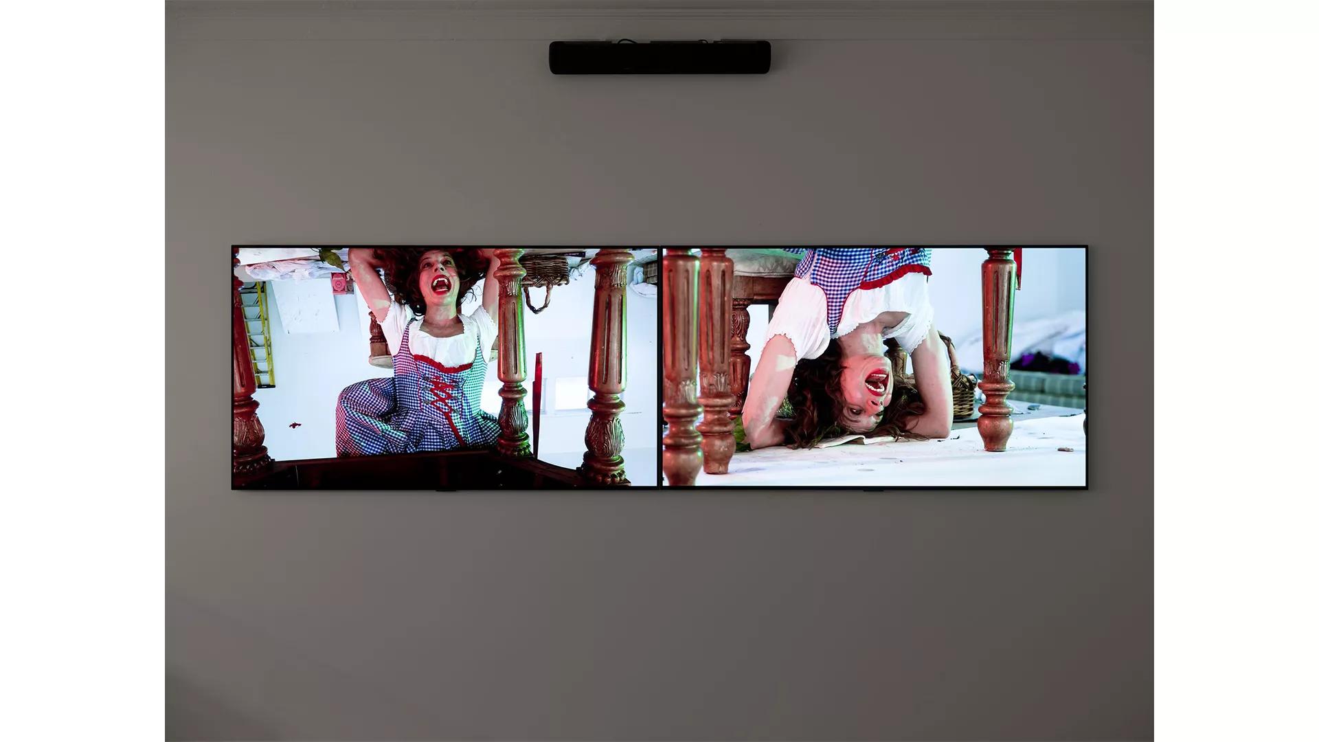 Thumbnail image for exhibition titled A&E, Table Stack, Santa Anita Session, 2 Channel<br>Paul McCarthy, Adolf Adam Lilith Stangenberg, Eva Eve