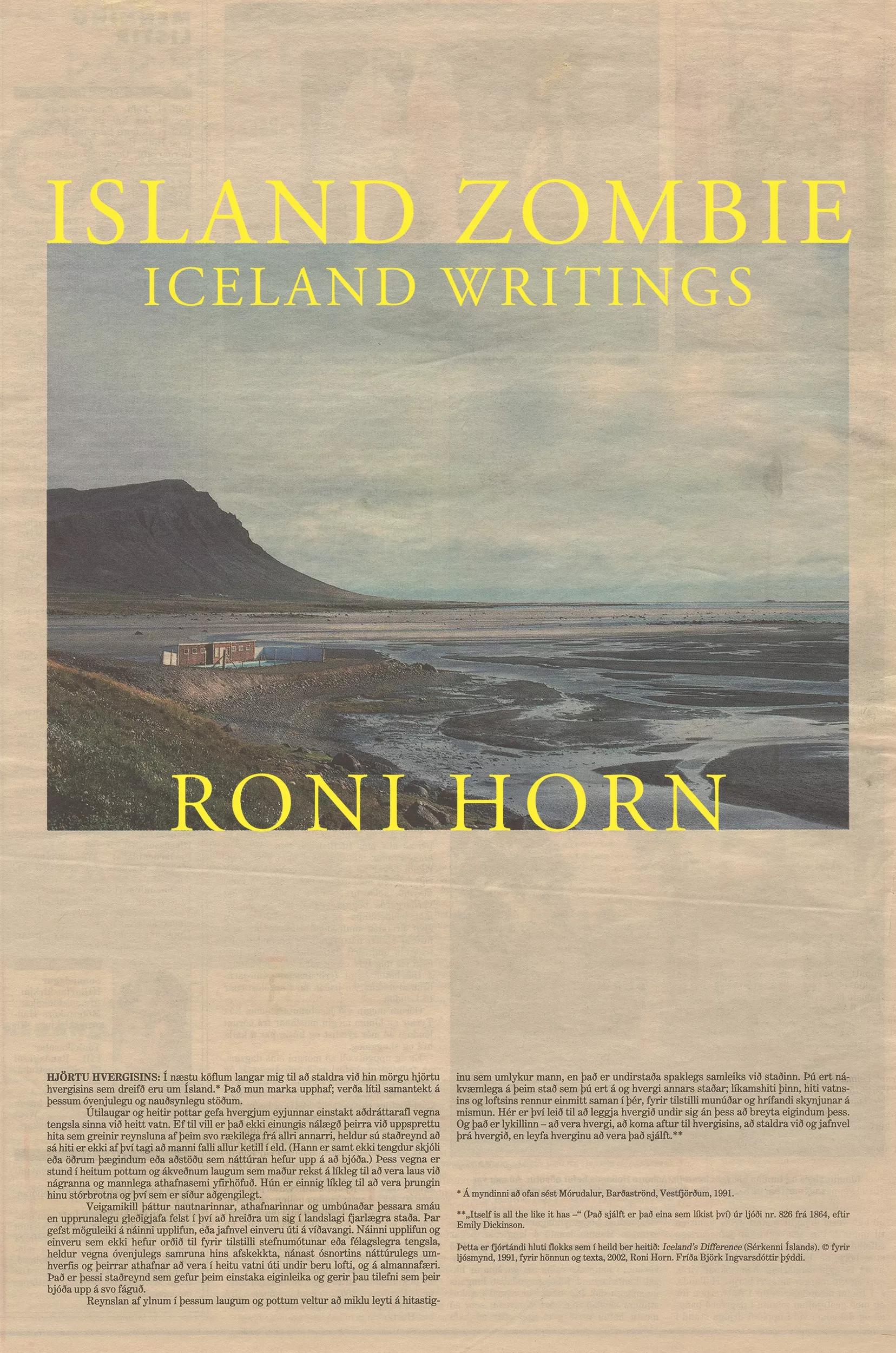 Hero image Ursula Hero titled ‘Island Zombie: Iceland Writings’ by Roni Horn