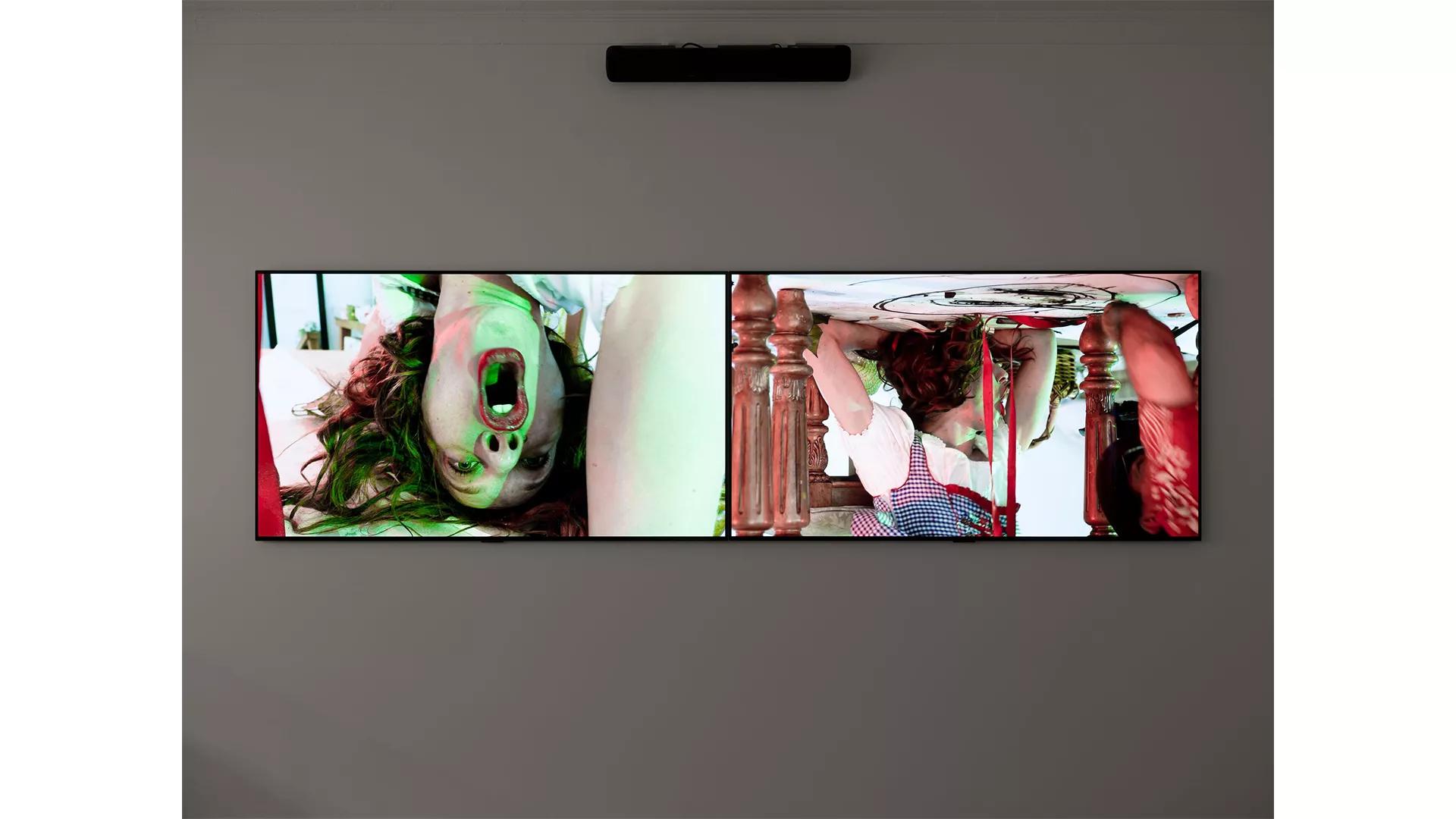 Thumbnail image for exhibition titled A&E, Table Stack, Santa Anita Session, 2 Channel<br>Paul McCarthy, Adolf Adam Lilith Stangenberg, Eva Eve