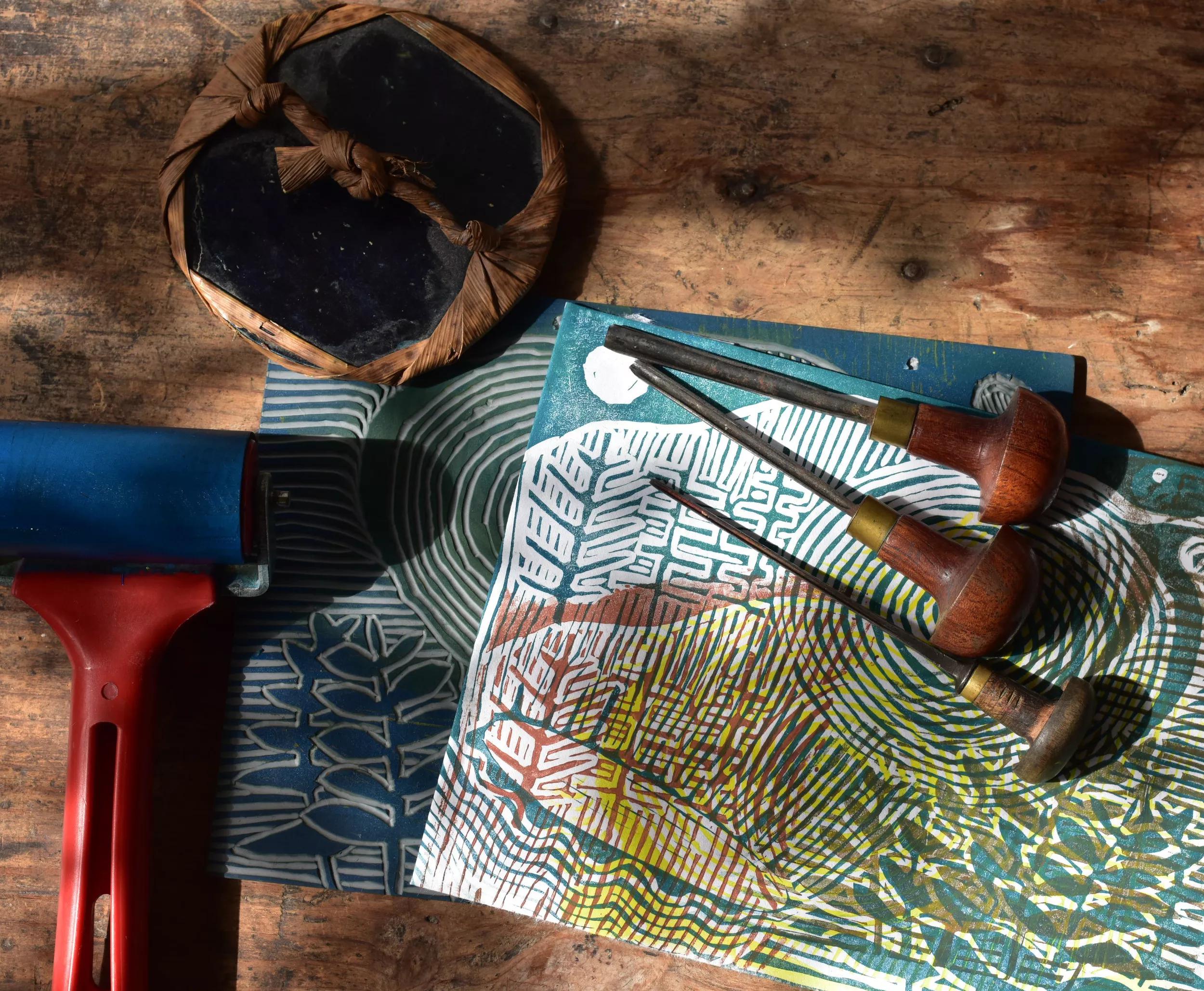 Hero image for event titled Autumn Workshop: Multicolour Linocut Prints
