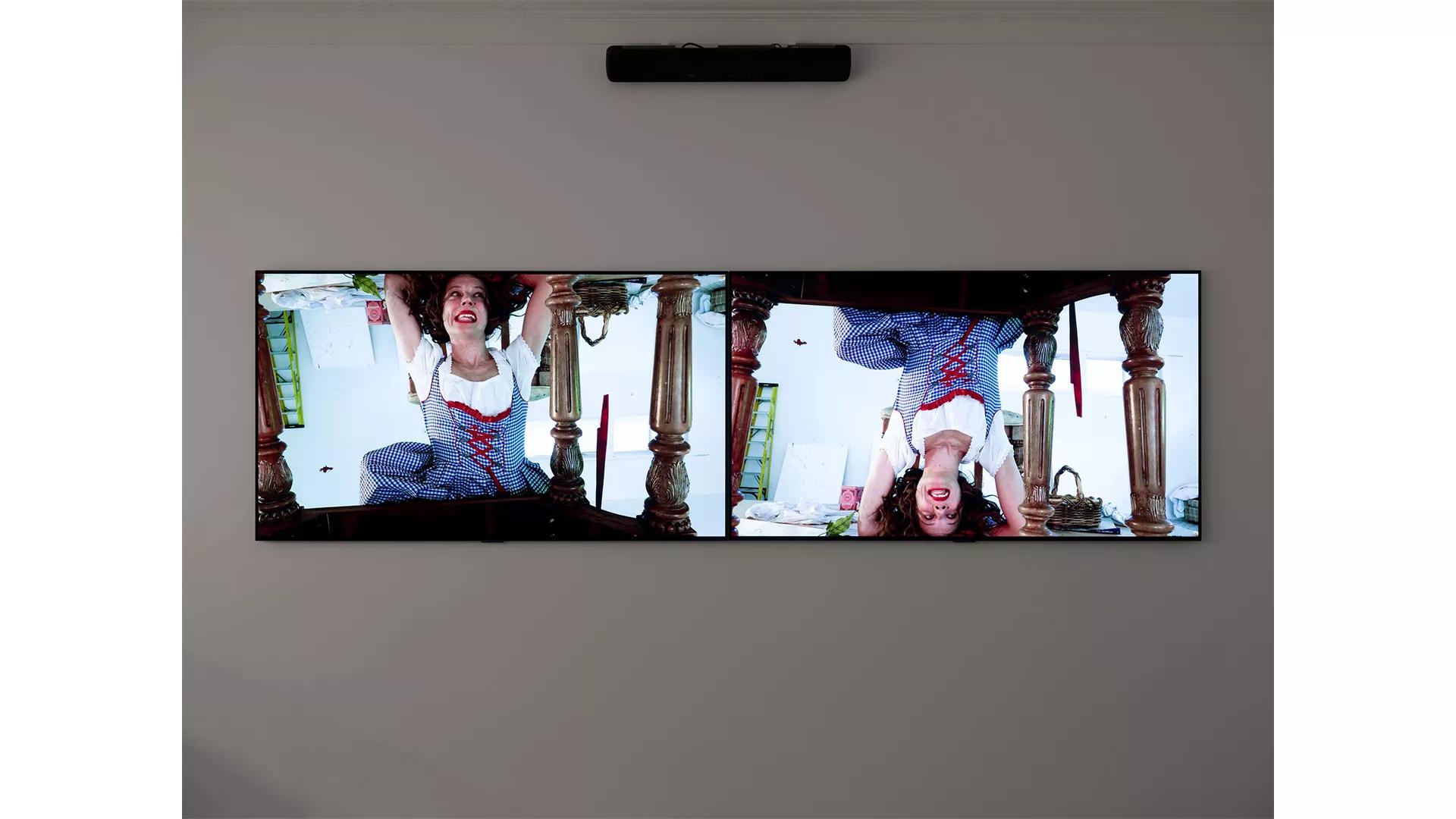Thumbnail image for exhibition titled A&E, Table Stack, Santa Anita Session, 2 Channel<br>Paul McCarthy, Adolf Adam Lilith Stangenberg, Eva Eve