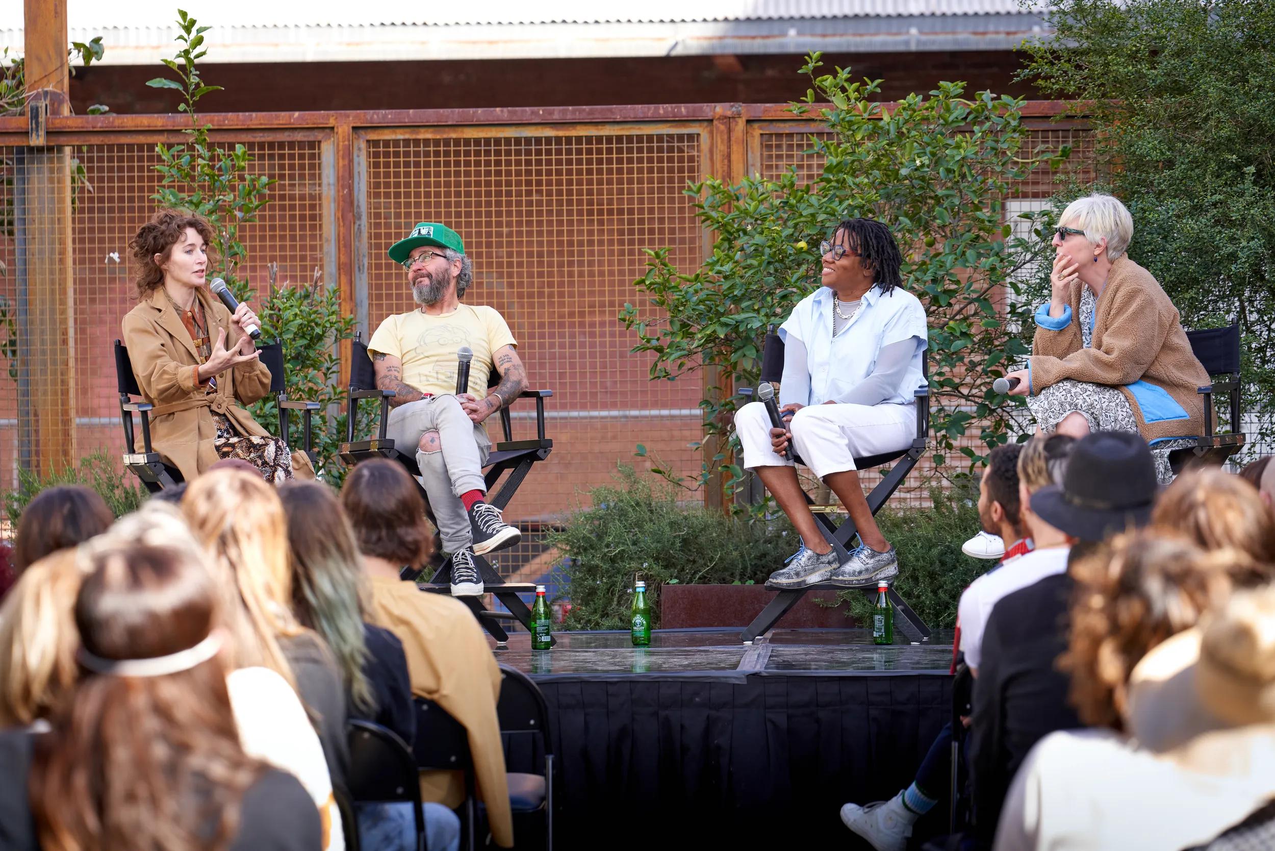 In Conversation: Helen Molesworth, Harry Dodge & Cauleen Smith on ‘Marcel Duchamp’ with a reading by Miranda July, Hauser & Wirth Downtown Los Angeles, 2022. Photo: Mario de Lopez