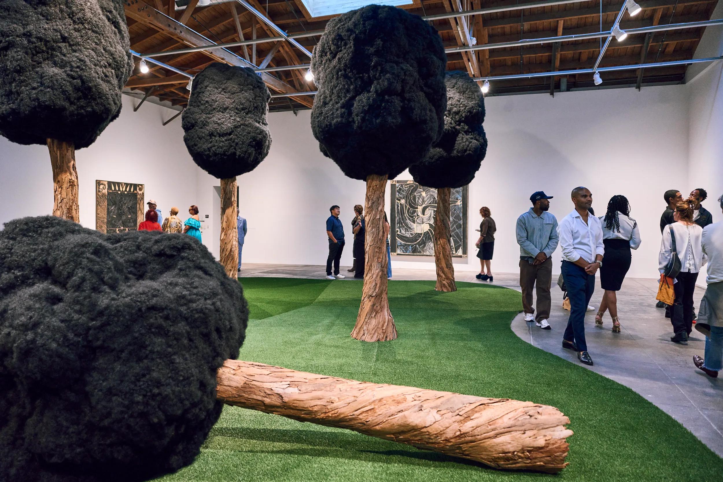 Opening celebration for ‘James Jarvaise & Henry Taylor. Sometimes a straight line has to be crooked,’ Hauser & Wirth Downtown Los Angeles, 2025. Photo: Mario de Lopez